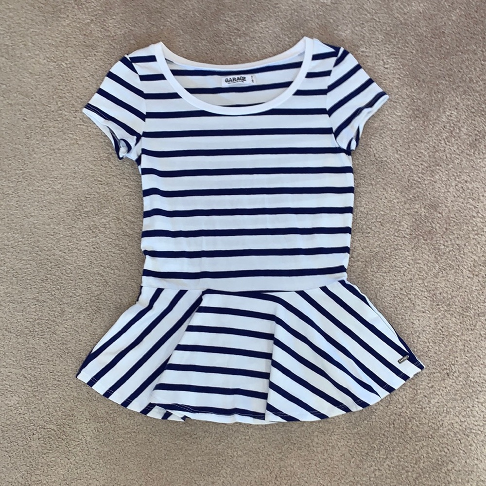 Navy blue stripe peplum tee